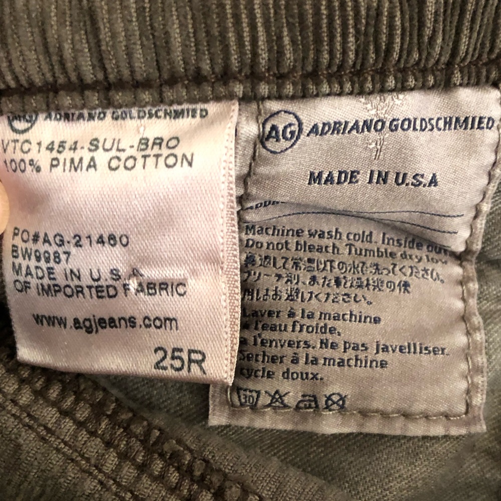 Unworn AG The Beau Slouchy Skinny straight cords pants corduroy brown 25 - Picture 11 of 14